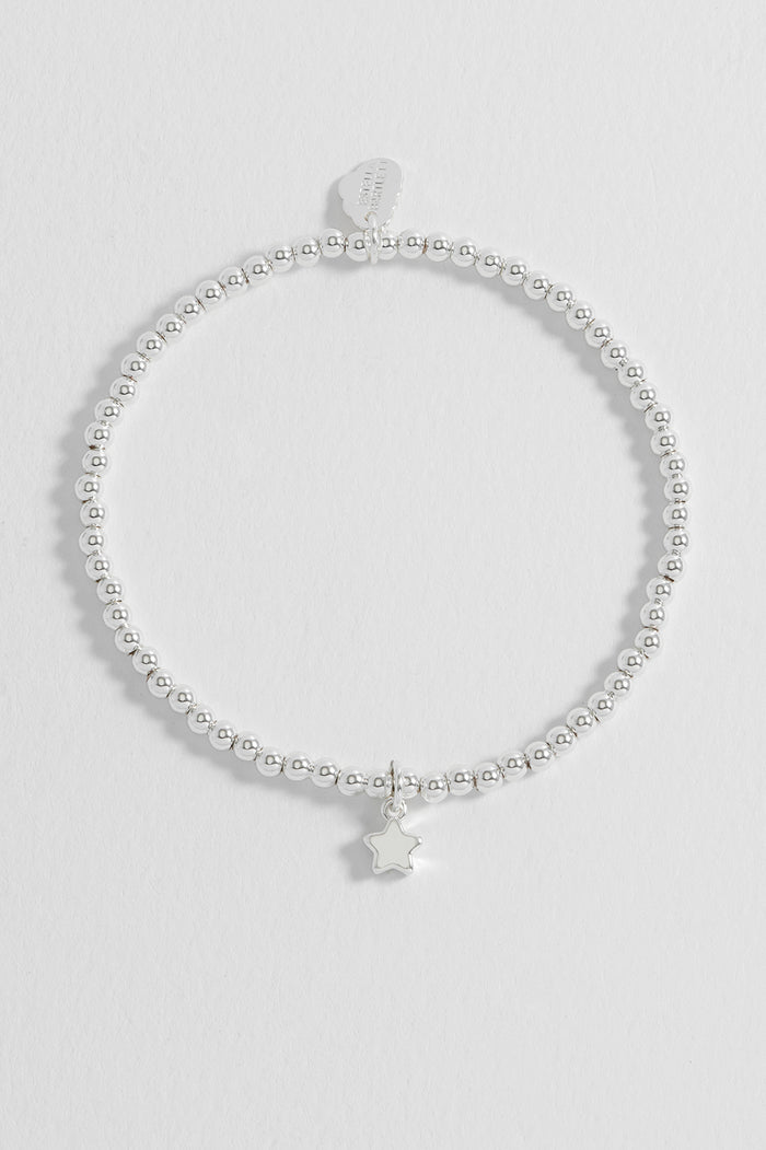 Estella Bartlett Sienna Beaded Puffy Star Charm Bracelet Silver Plated Packaging Message: YOU'RE A SUPERSTAR