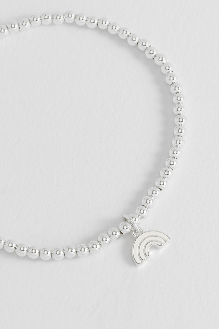 Estella Bartlett Sienna Beaded Rainbow Charm Bracelet Silver Plated Packaging Message: WONDERFUL THINGS ARE GOING TO HAPPEN