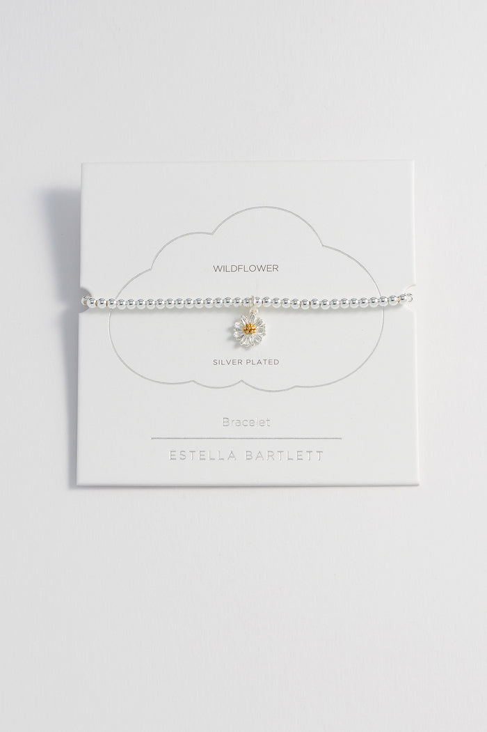 estella bartlett Sienna Wildflower Charm Bracelet Silver Plated Packaging Message: Wildflower