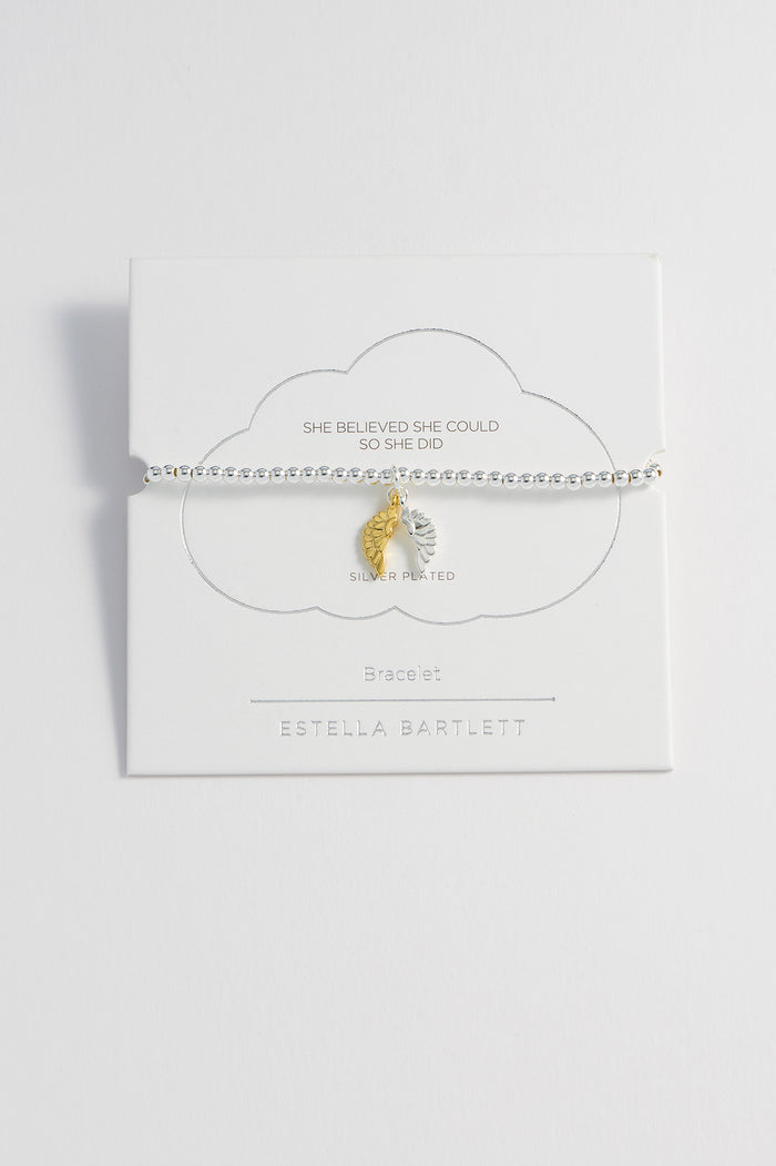 estella bartlett Sienna Wings Bracelet Silver Plated Packaging Message: She Believed She Could So She Did