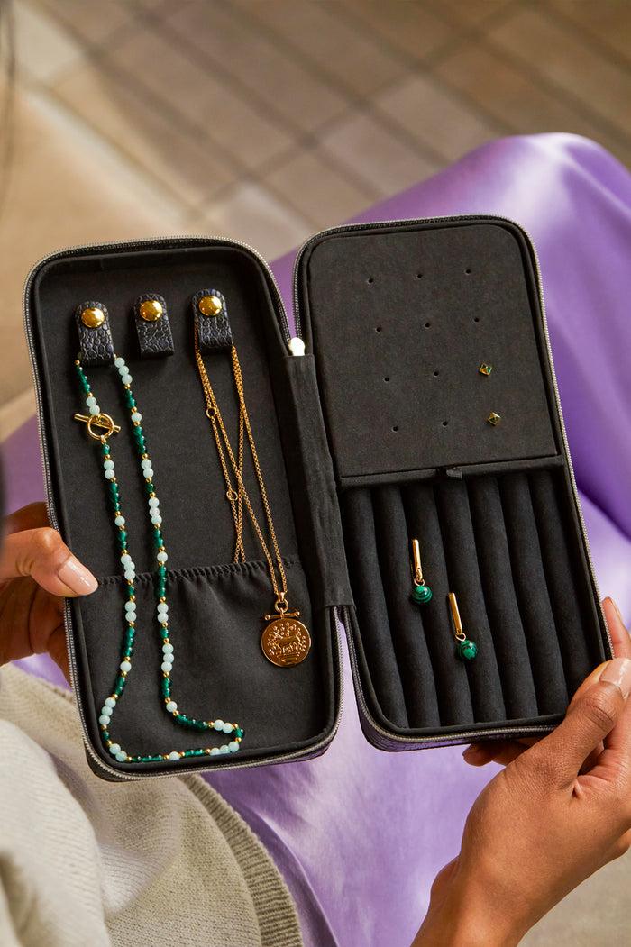 Estella Bartlett Sleek Necklace Box Black Croc Embossed