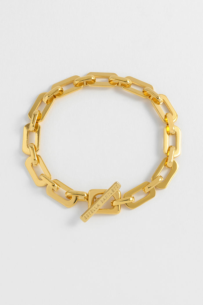 estella bartlett Square Link T-Bar Bracelet Gold Plated