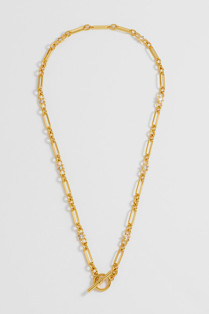 estella bartlett Star Paperclip Link T-Bar Necklace Gold Plated