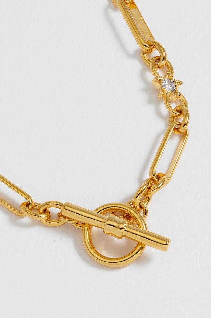 Estella Bartlett Star Paperclip Link T-Bar Necklace Gold Plated