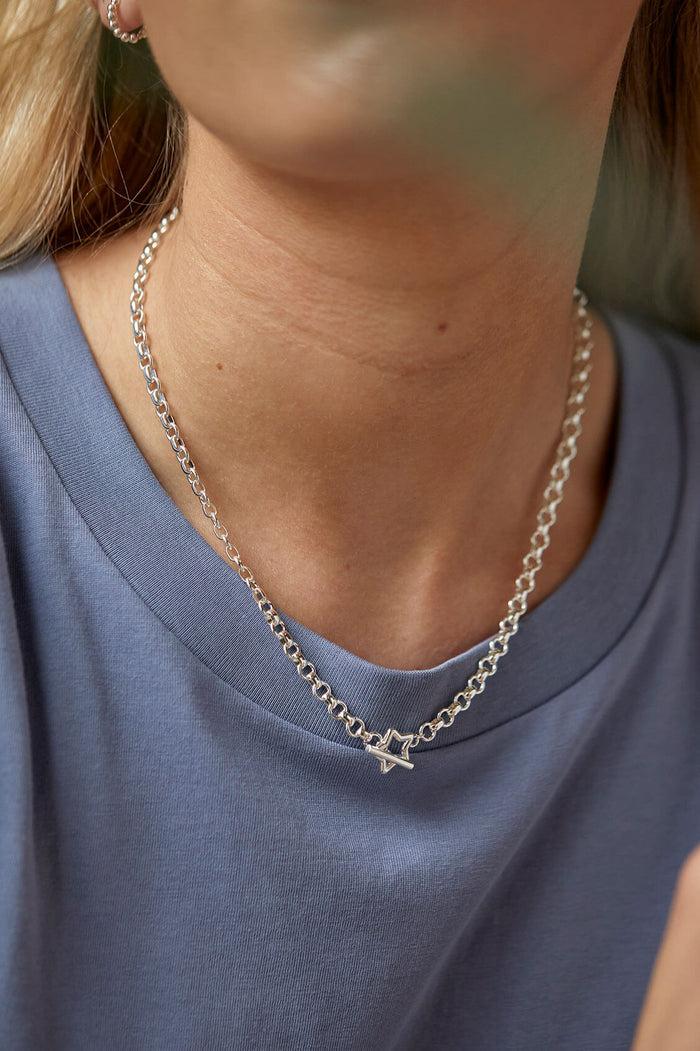 Estella Bartlett Star T-Bar Link Chain Necklace Silver Plated