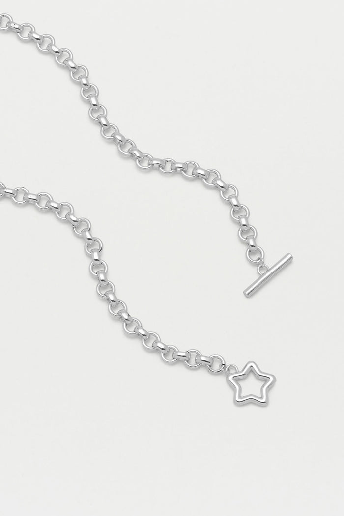 Estella Bartlett Star T-Bar Link Chain Necklace Silver Plated