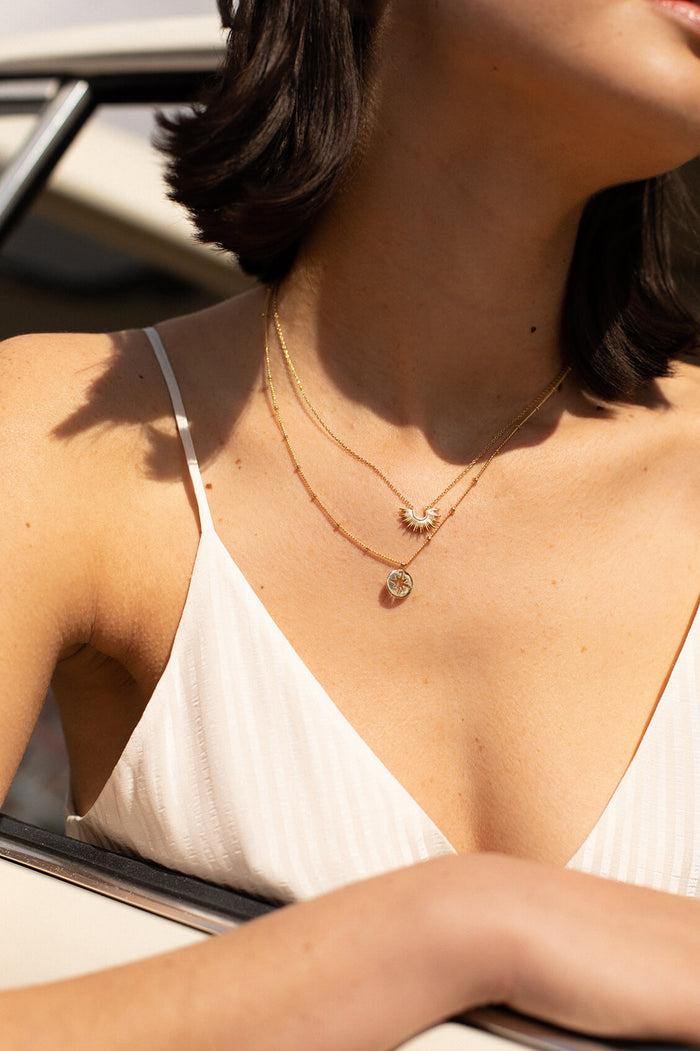 Estella Bartlett Starburst Disc Necklace Gold Plated