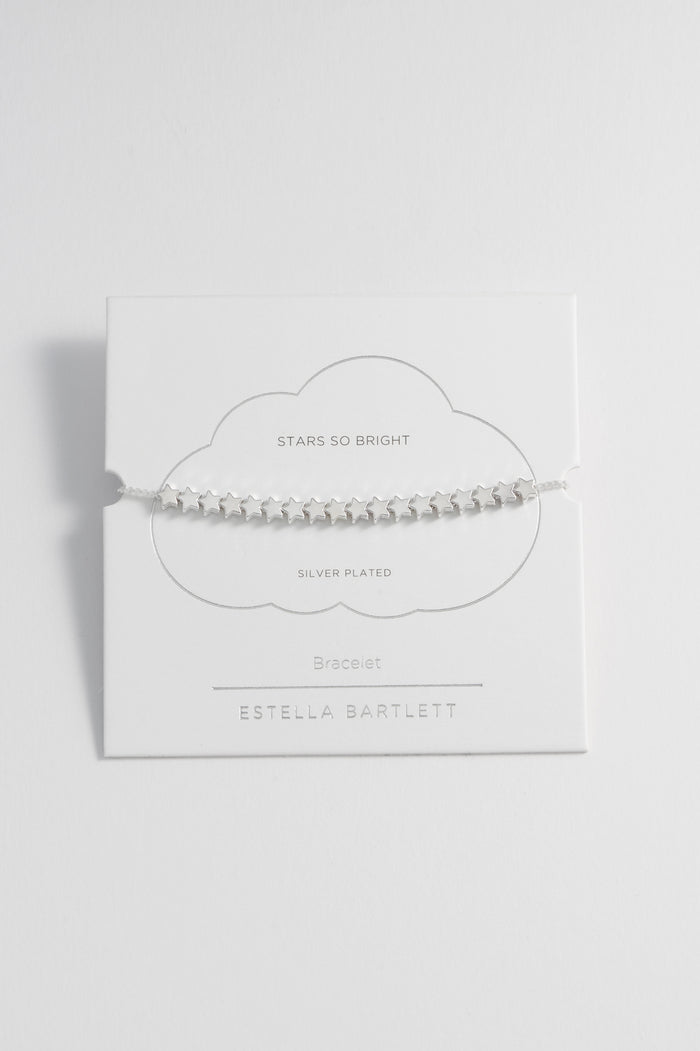 estella bartlett Stars So Bright Friendship Bracelet Silver Plated Packaging Message: Stars So Bright