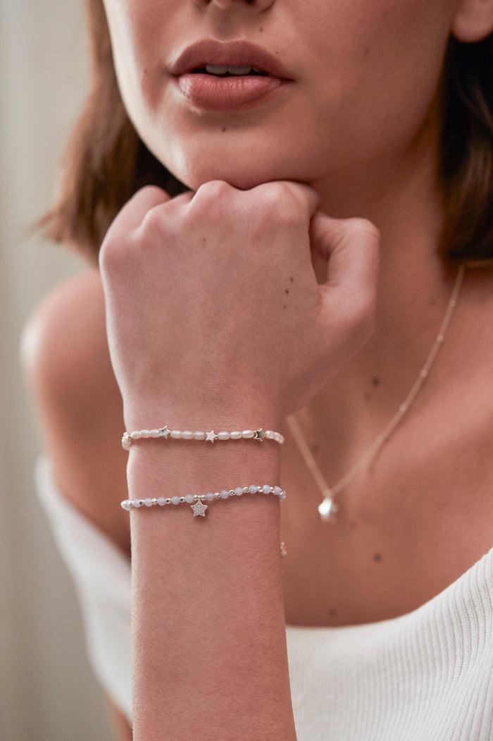 Estella Bartlett Stars So Bright Mixed Pearl Bracelet Silver Plated | Pearl Packaging Message: Stars So Bright