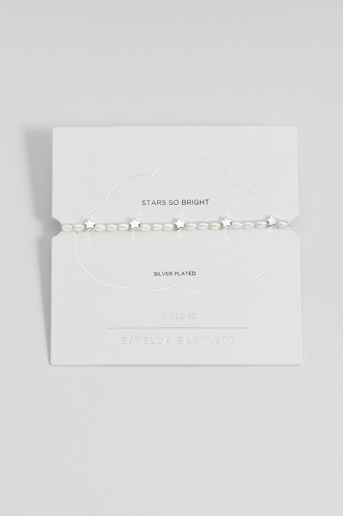 estella bartlett Stars So Bright Mixed Pearl Bracelet Silver Plated | Pearl Packaging Message: Stars So Bright