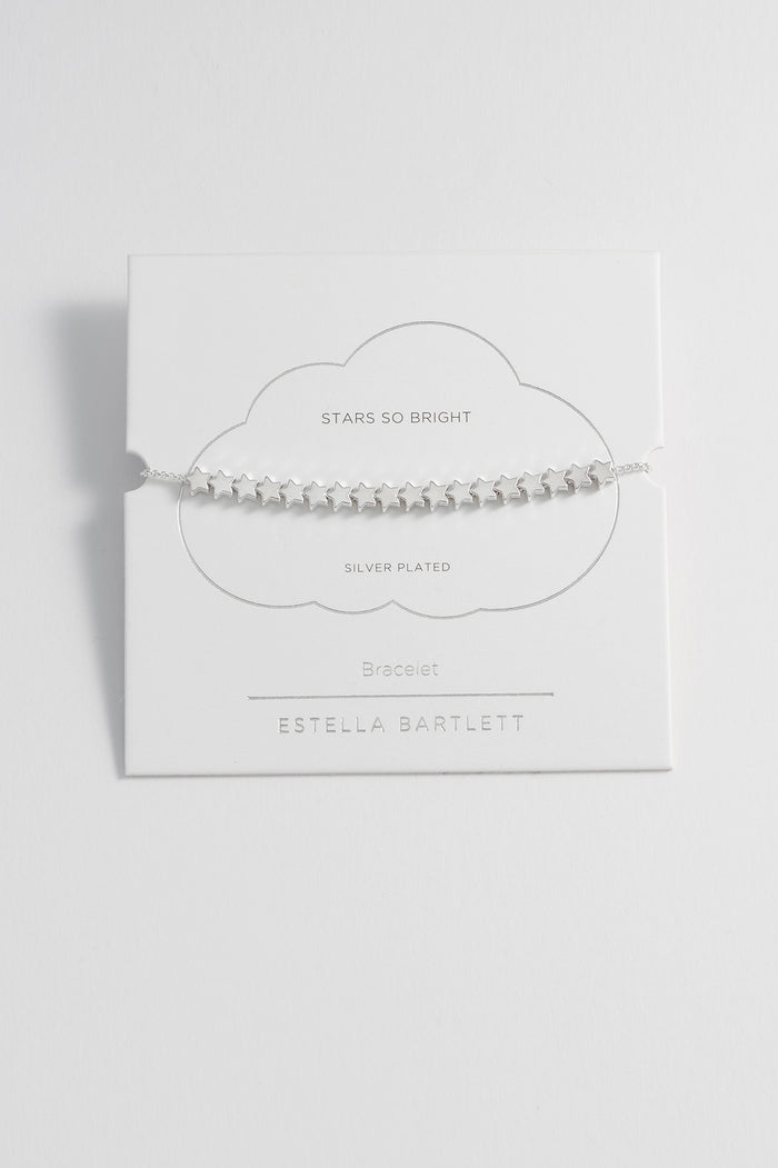 estella bartlett Stars So Bright Slider Bracelet Silver Plated Packaging Message: Stars So Bright