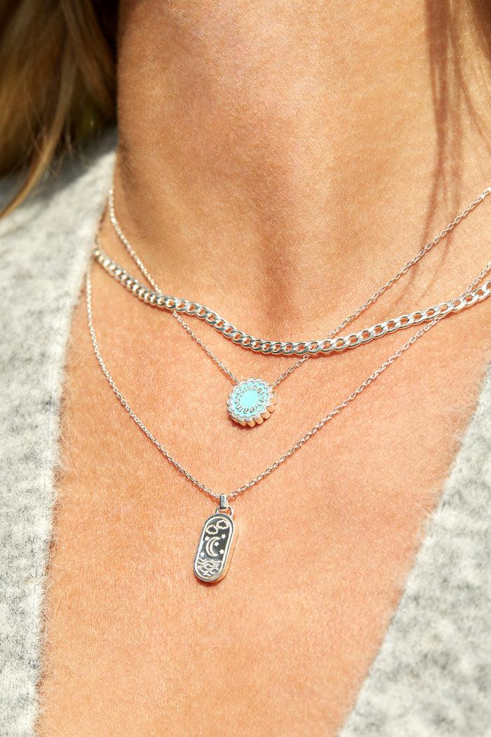 Estella Bartlett Summer Night Sea Charm Pendant Silver Plated Packaging Message: Love You To The Moon And Back