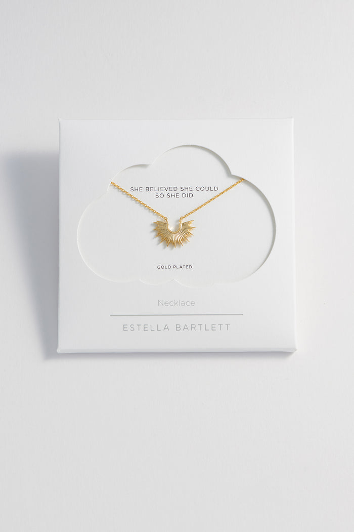 estella bartlett Sunburst Necklace Gold Plated Packaging Message: She Believed She Could So She Did