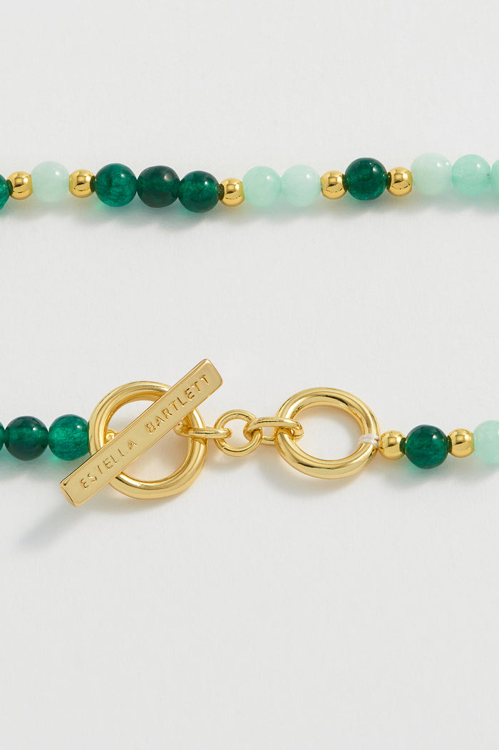 Estella Bartlett T-Bar Beaded Bracelet Gold Plated | Green