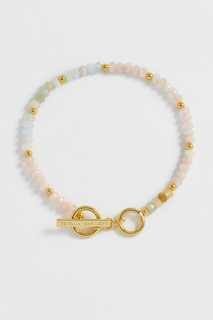 estella bartlett T-Bar Beaded Bracelet Gold Plated | Morganite