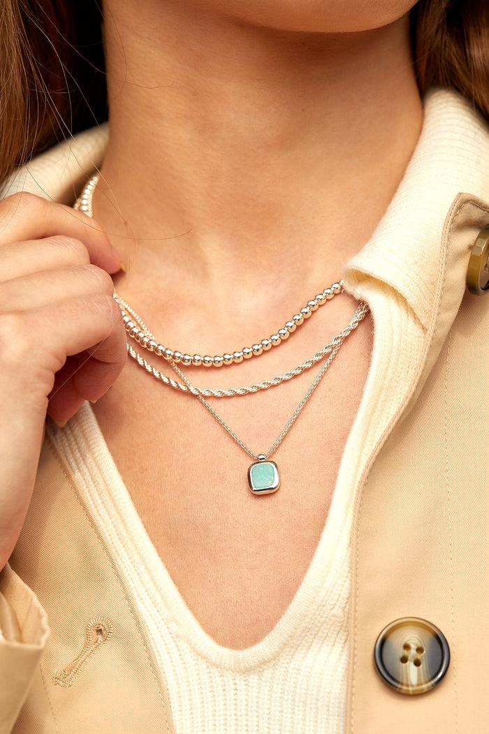 Estella Bartlett Tablet Pendant Silver Plated | Amazonite
