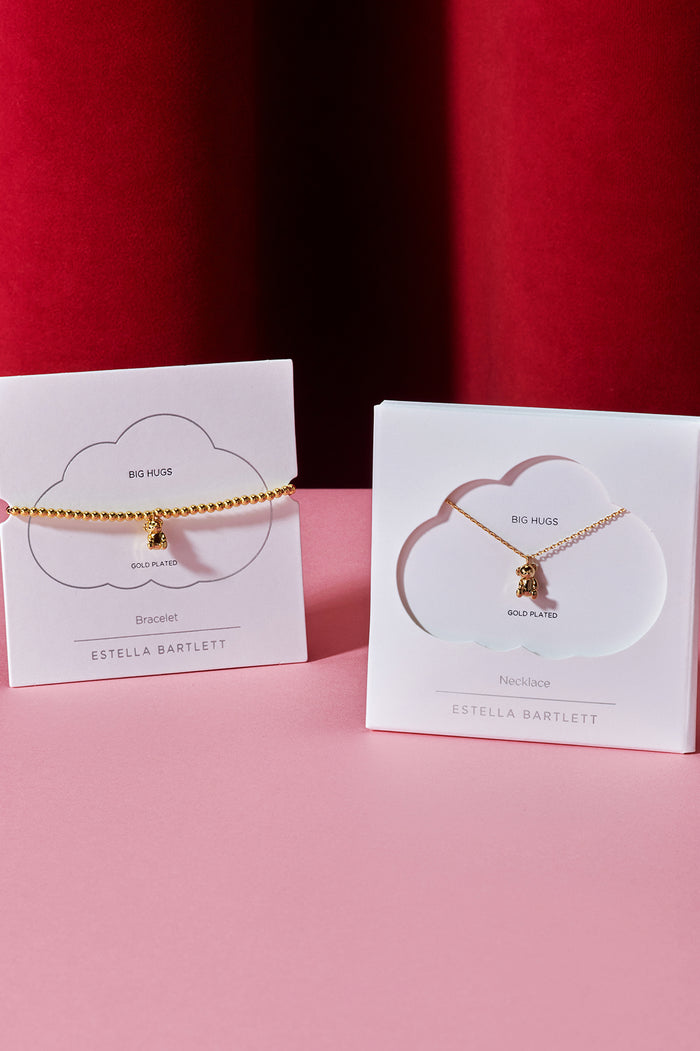 Estella Bartlett Teddy Bear Necklace Gold Plated Packaging Message: BIG HUGS