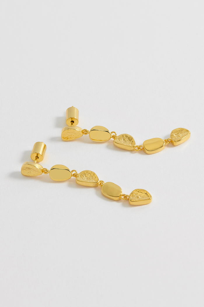 Estella Bartlett Textured Pebble Drop Earrings Gold Plated
