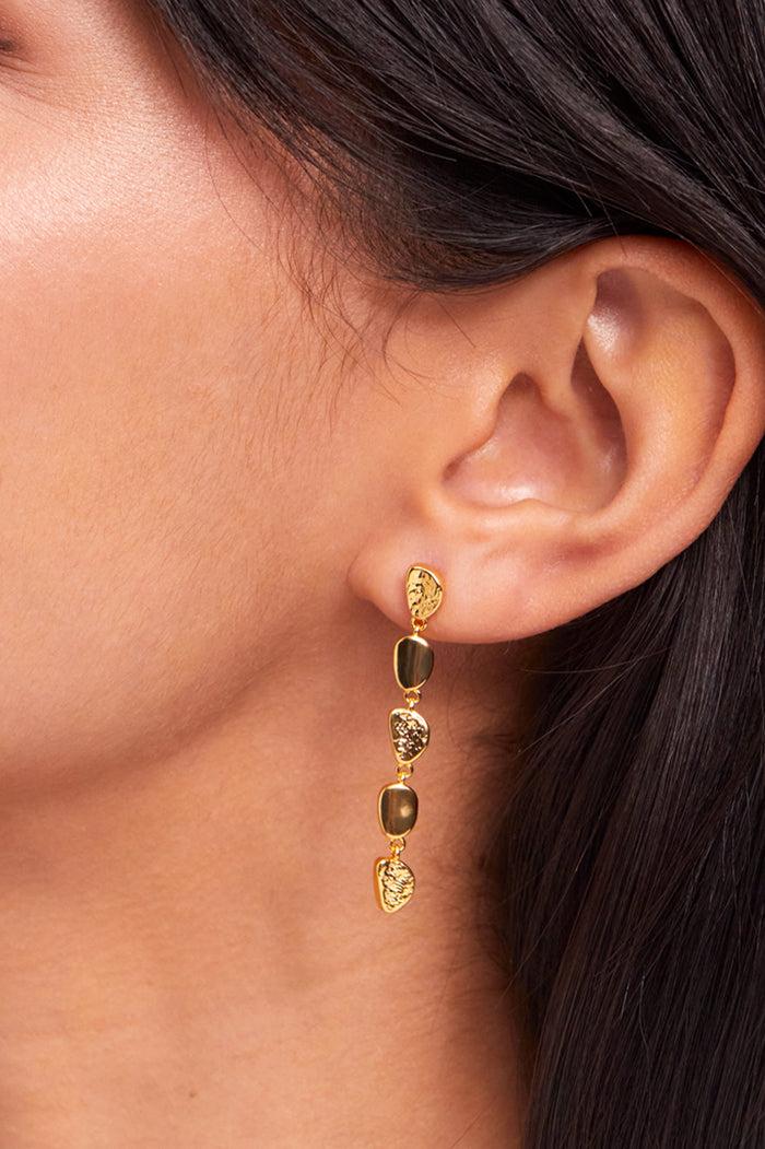 Estella Bartlett Textured Pebble Drop Earrings Gold Plated