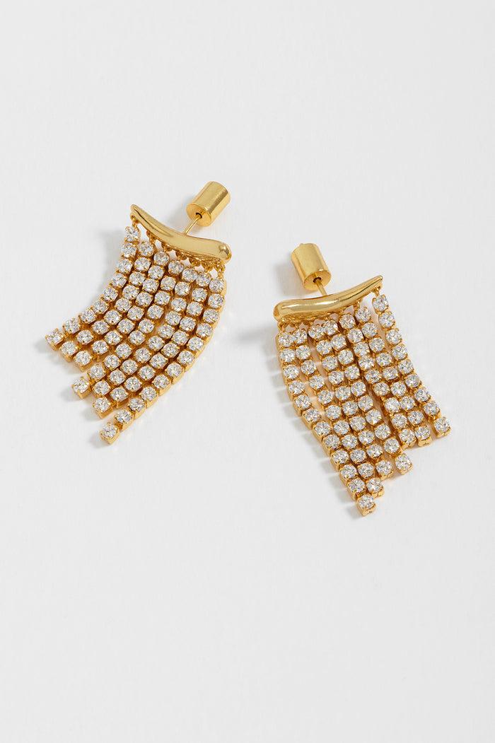 Estella Bartlett Tiered Tennis Chain Drop Earrings Gold Plated