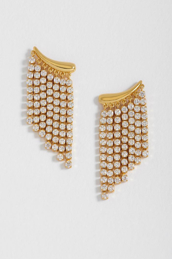 estella bartlett Tiered Tennis Chain Drop Earrings Gold Plated
