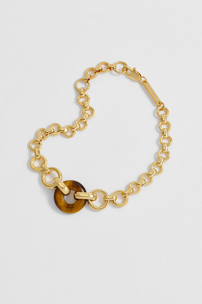 Estella Bartlett Tigers Eye Graduated Link T-Bar Bracelet Gold Plated | Tigers Eye
