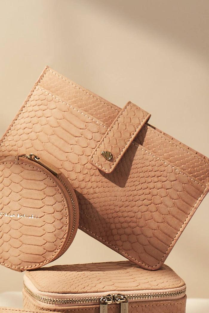 Estella Bartlett Travel Document Wallet Blush Snake-effect