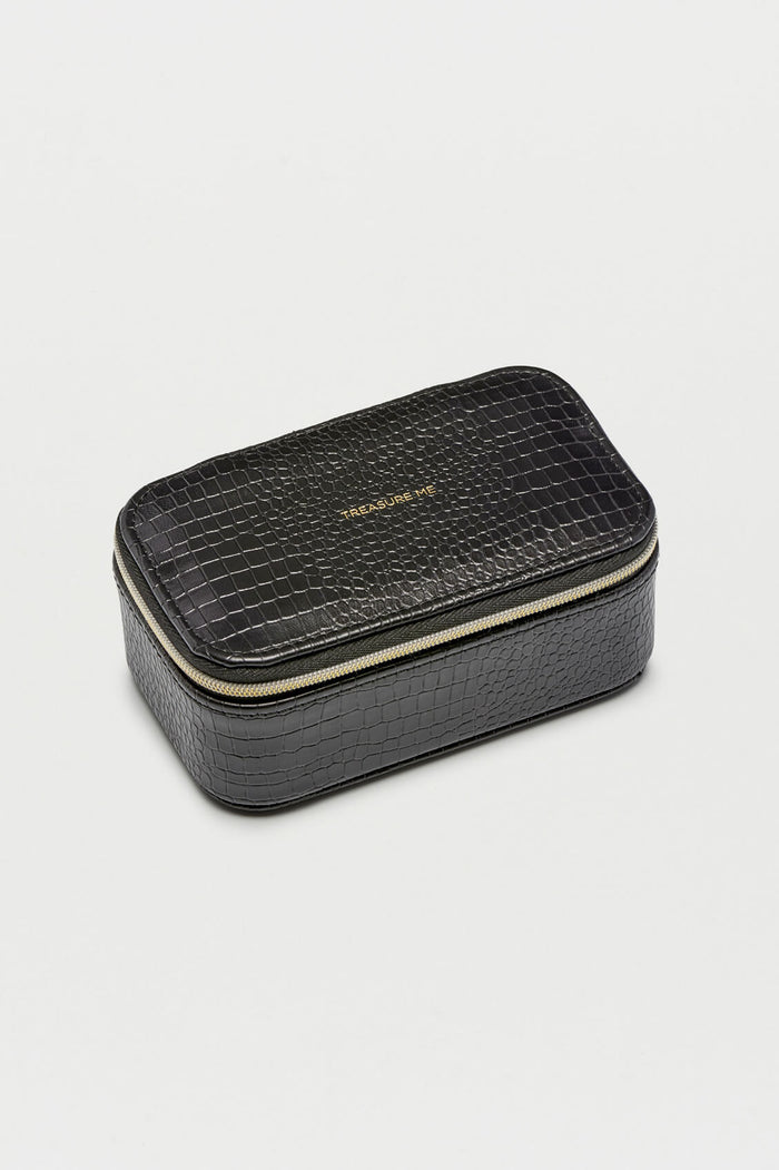 estella bartlett Treasure Me Mini Jewellery Box Black Croc Embossed
