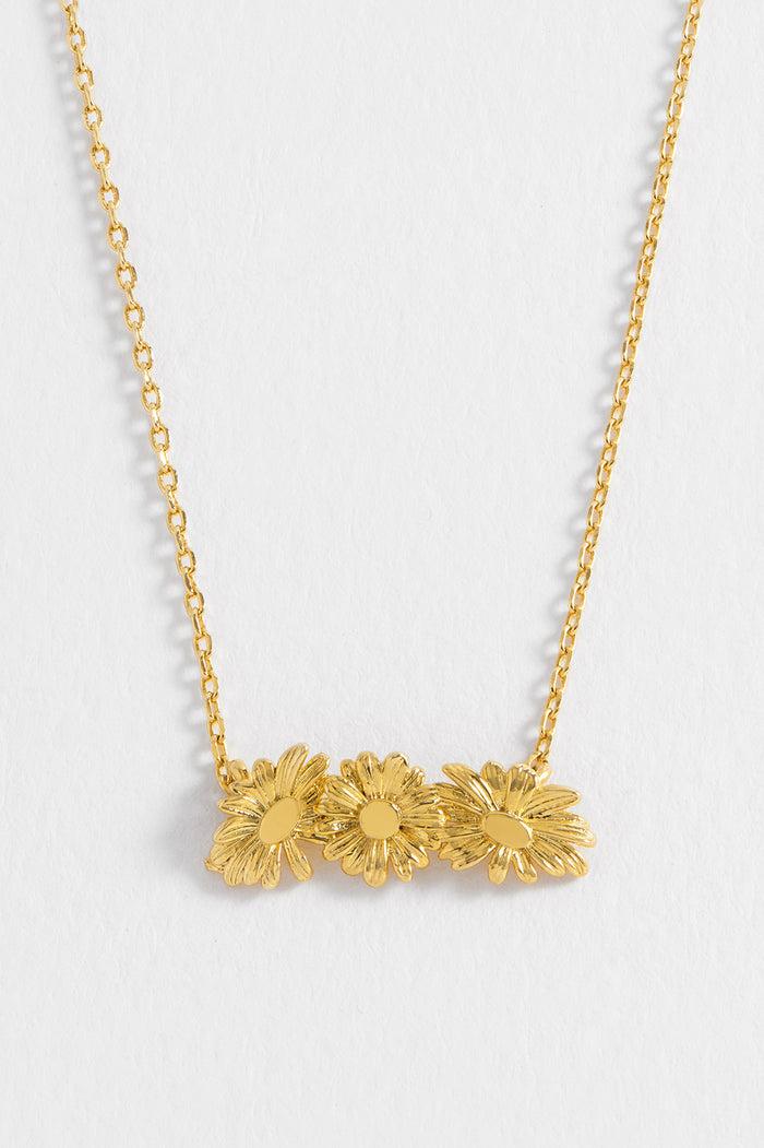Estella Bartlett Trio Daisy Necklace Gold Plated Packaging Message: YOU'RE BLOOMIN' PERFECT