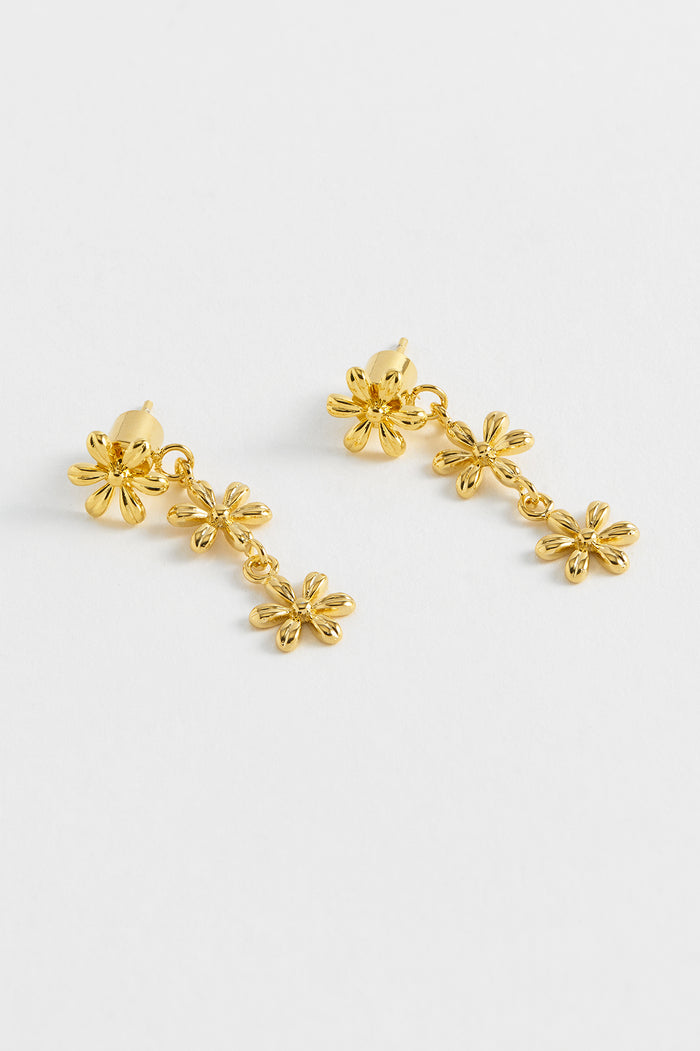 Estella Bartlett Trio Flower Drop Earrings Gold Plated