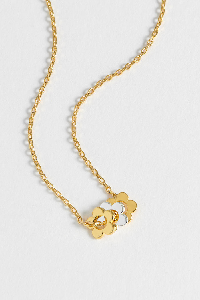 Estella Bartlett Trio Flower Necklace Gold And Silver Plated Packaging Message: Wildflower