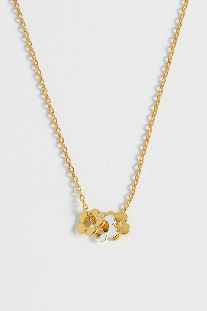 Estella Bartlett Trio Flower Necklace Gold And Silver Plated Packaging Message: Wildflower