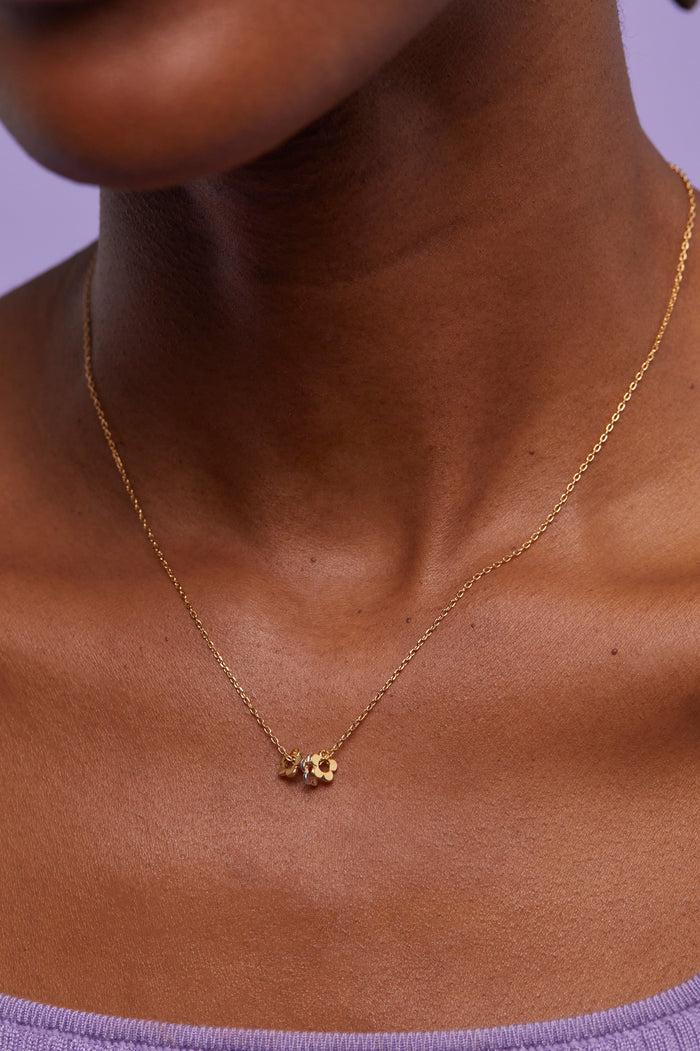 Estella Bartlett Trio Flower Necklace Gold And Silver Plated Packaging Message: Wildflower