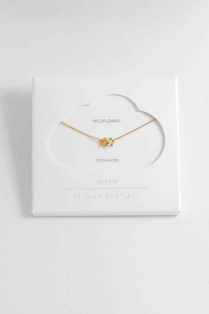 estella bartlett Trio Flower Necklace Gold and Silver Plated Packaging Message: Wildflower