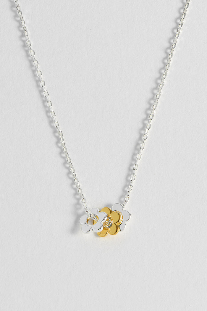 Estella Bartlett Trio Flower Necklace Silver And Gold Plated Packaging Message: Wildflower