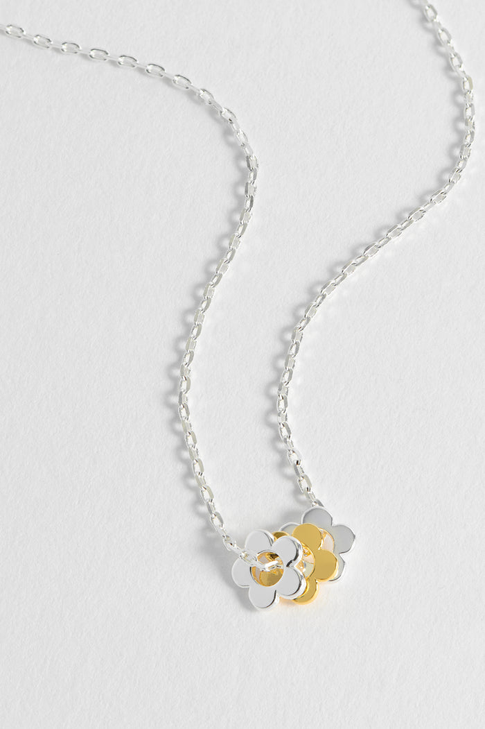 Estella Bartlett Trio Flower Necklace Silver And Gold Plated Packaging Message: Wildflower
