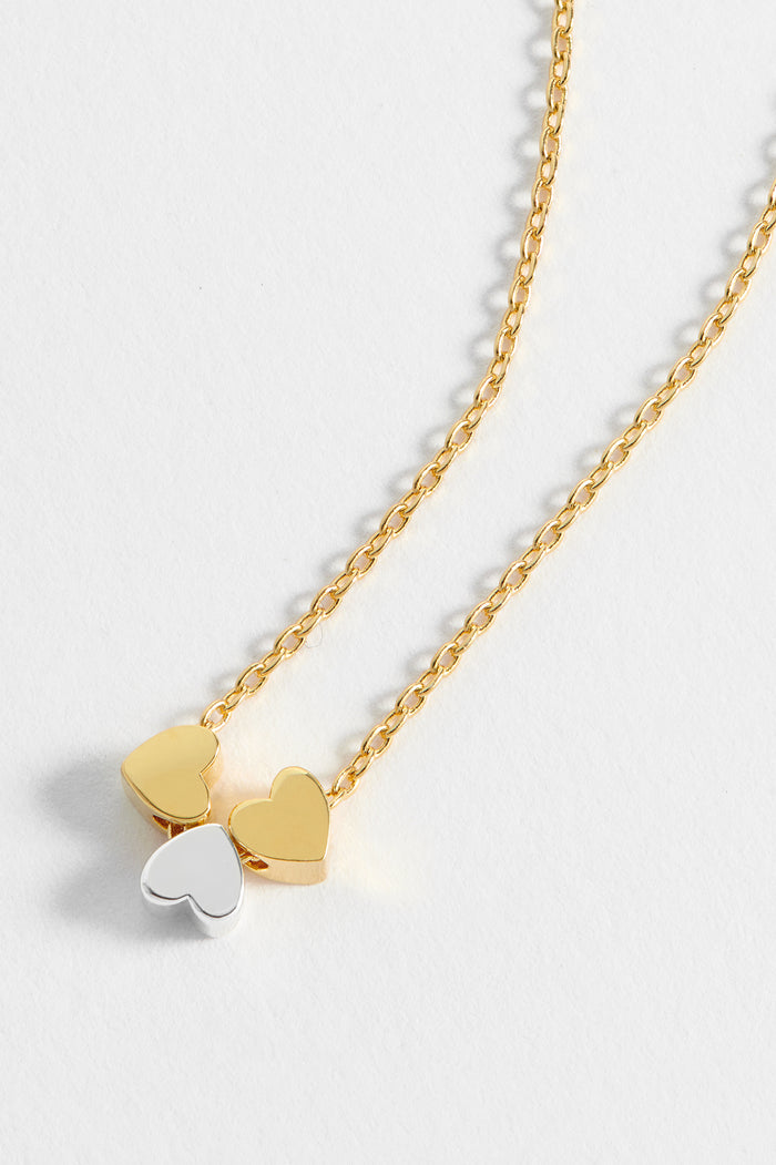 Estella Bartlett Trio Heart Necklace Gold And Silver Plated Packaging Message: Love