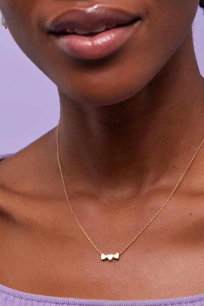 Estella Bartlett Trio Heart Necklace Gold And Silver Plated Packaging Message: Love
