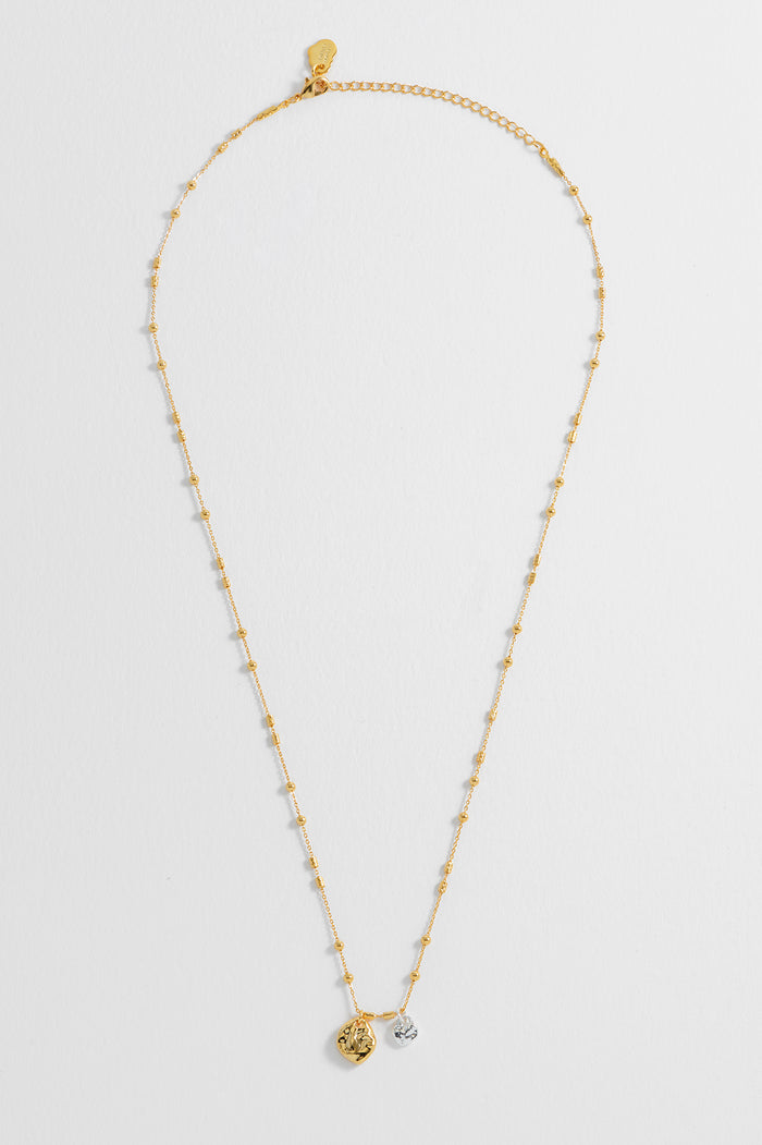 Estella Bartlett Triple Beaded Chain And Molton Pebbles Necklace Gold Plated Packaging Message: Treasure Me