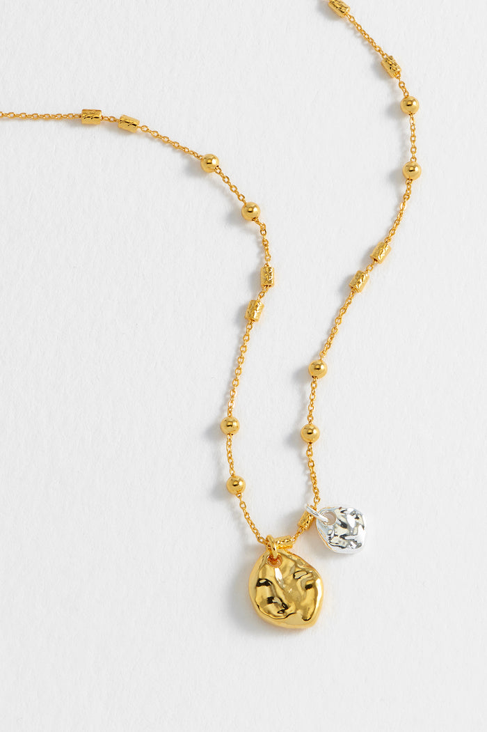 Estella Bartlett Triple Beaded Chain And Molton Pebbles Necklace Gold Plated Packaging Message: Treasure Me