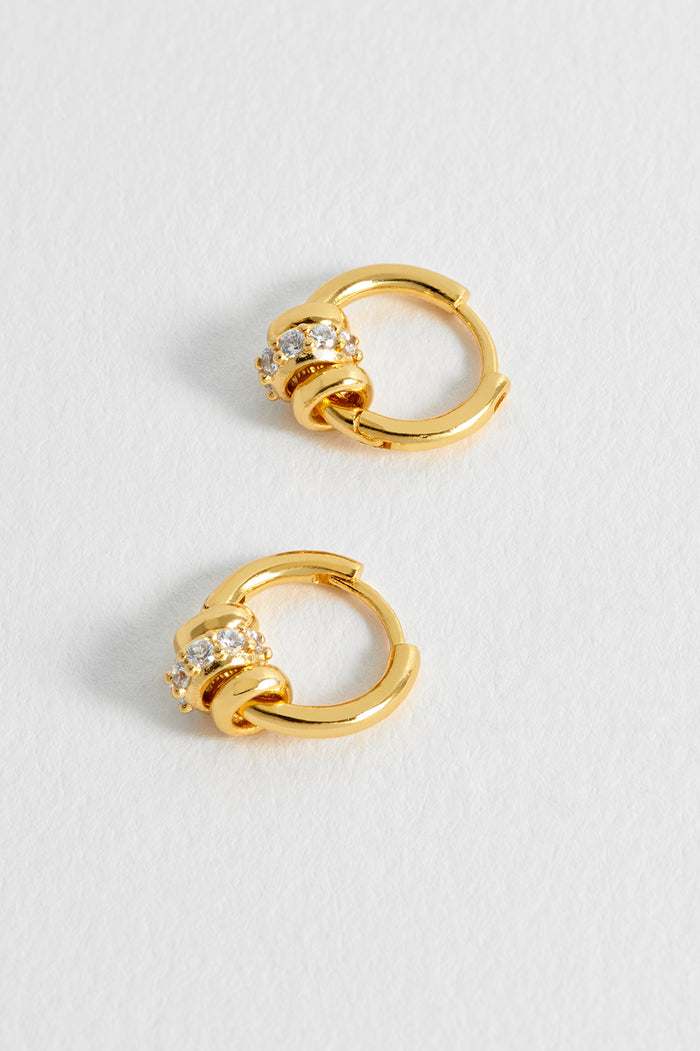 Estella Bartlett Triple Disc CZ Hoop Earrings Gold Plated