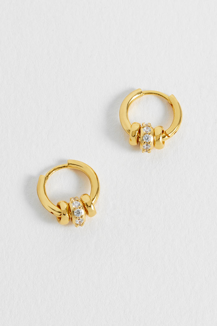 estella bartlett Triple Disc CZ Hoop Earrings Gold Plated