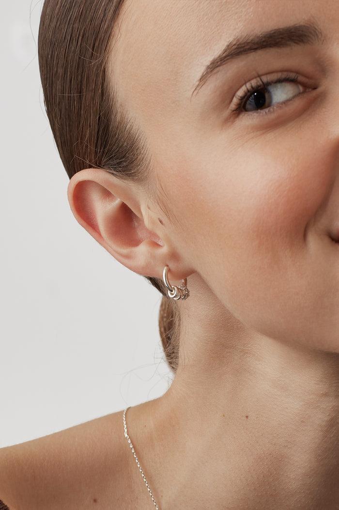 Estella Bartlett Triple Disc CZ Hoop Earrings Silver Plated