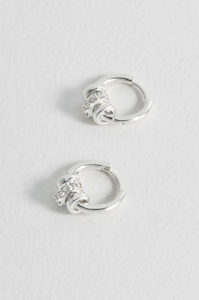 Estella Bartlett Triple Disc CZ Hoop Earrings Silver Plated