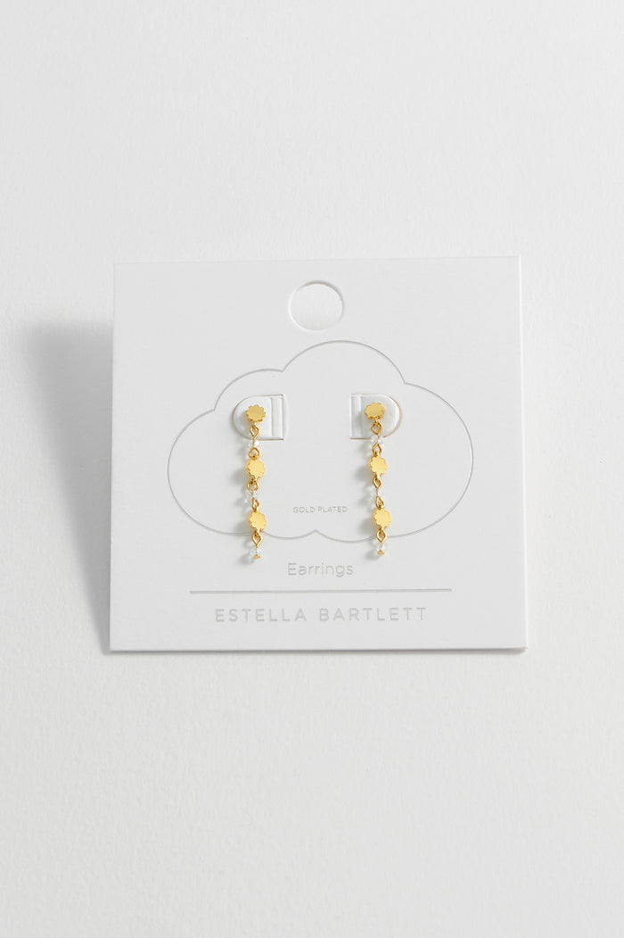Estella Bartlett Triple Flower Crystal Drop Earrings Gold Plated