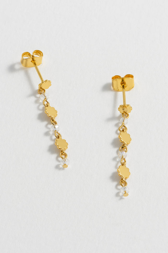 estella bartlett Triple Flower Crystal Drop Earrings Gold Plated