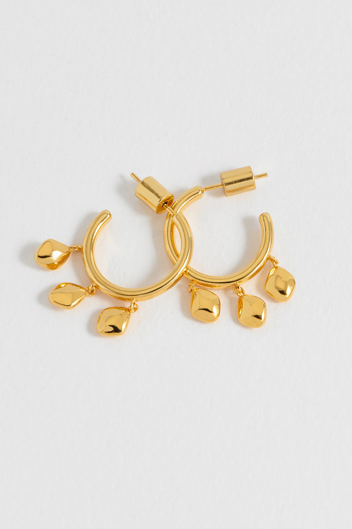 Estella Bartlett Triple Pebble Hoop Earrings Waterproof PVD Gold Plated
