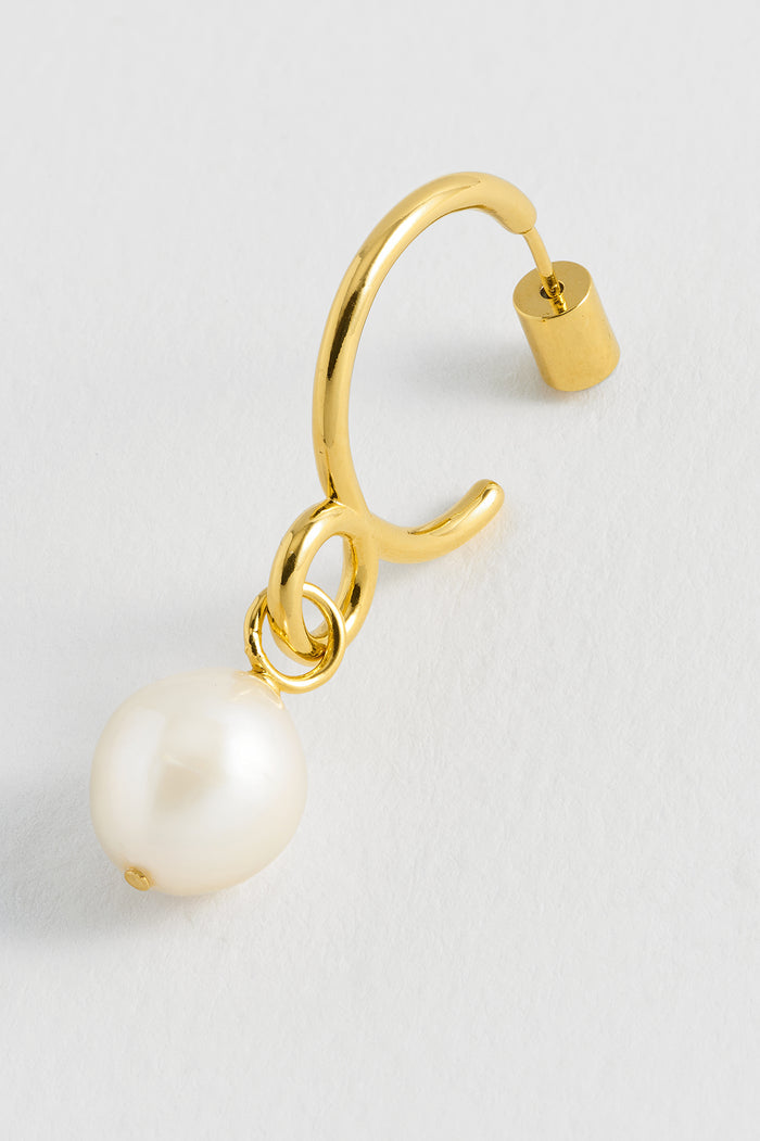 Estella Bartlett Twist Pearl Drop Hoops Gold Plated | Pearl