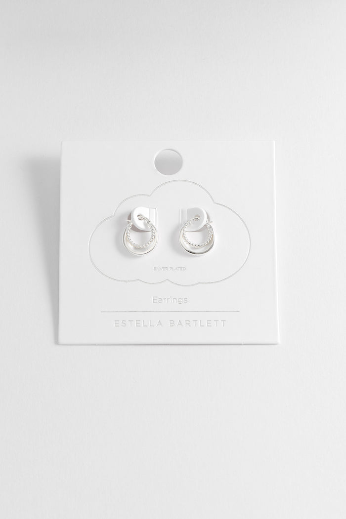 Estella Bartlett Twisted Double Hoops Silver Plated