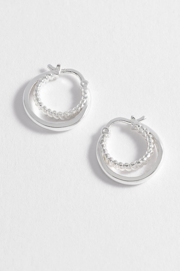 Estella Bartlett Twisted Double Hoops Silver Plated